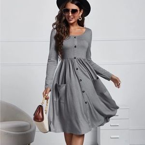 SHEIN Button Swing Dress With Pocket